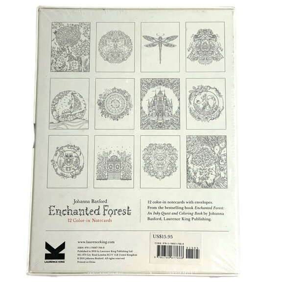Johanna Basford Enchanted Forest Coloring Color-in Notecards Book Whimsical - Picture 4 of 9